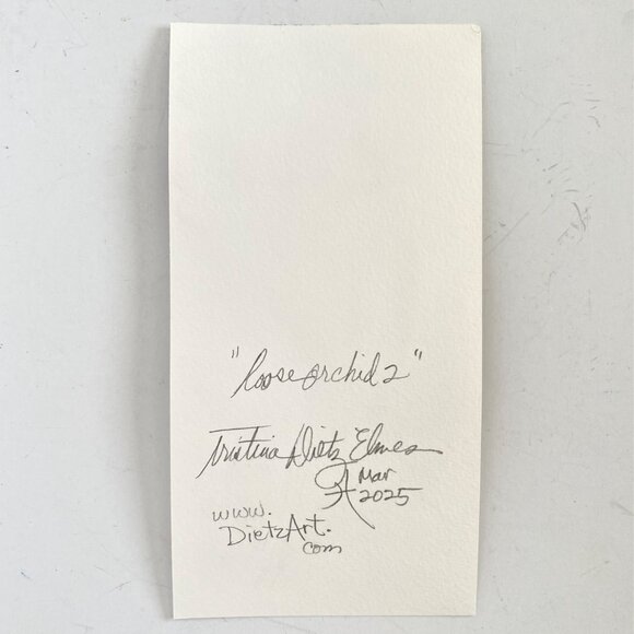 Loose Orchid 2 Original Art Watercolor Painting Frame Ready 8x10in Backing Board - Picture 4 of 4